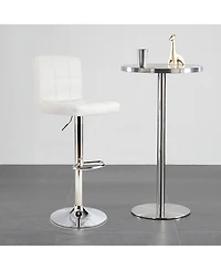 Costway Adjustable Armless Bar Stool Swivel Kitchen Counter Bar Chair Pu Leather Mid Back