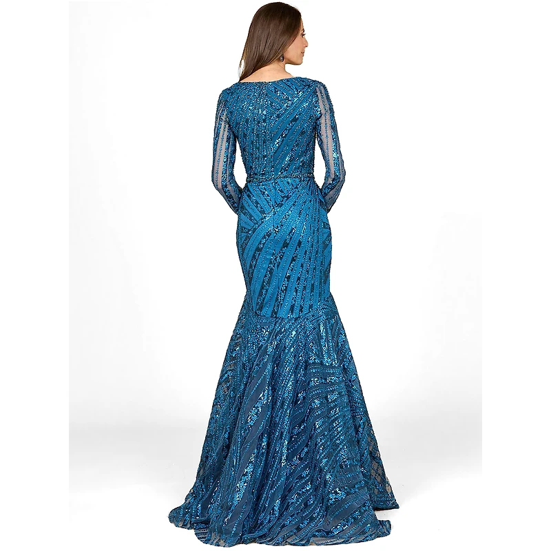 Lara Women's Mermaid Long Sleeve Gown
