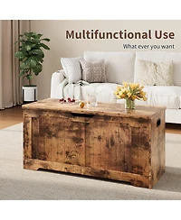 homfan Storage Bench, 39 Inch Wood Lift Top Entryway Organizer Chest with Slow Close Hinges, Coffee Table for Living Room