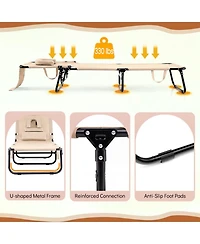 Sugift Face Down Tanning Chair with 3 Removable Pillows and 4-Position Backrest