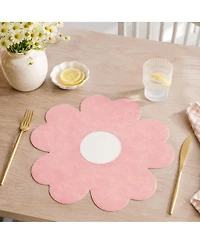 Dainty Home Shaped Flower Reversible Premium Faux Leather 15" Flower Shaped Placemats Set of 4