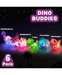 Gnuadz 6 Pack Dinosaur Light Up Bath Toys Water-Activated Color Changing
