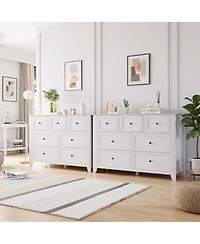 gaomon 2 Set of 7 Drawers Dresser for Bedroom, 54" Modern 7 Chest of Drawer Dresser, Storage Organizer with Drawers for Living Room, Hallway, White