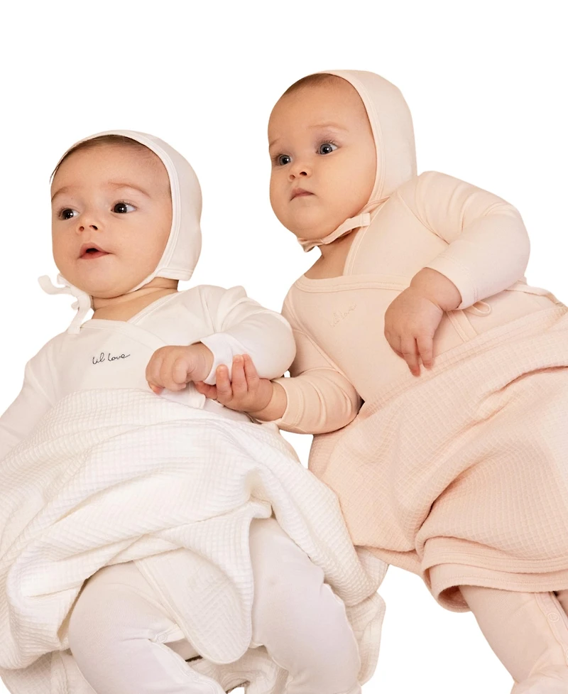 NoggiWear Baby ( 1M to 12M ) Lil Love Embroidered Wrap Footie and Bonnet