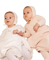NoggiWear Baby ( 1M to 12M ) Lil Love Embroidered Wrap Footie and Bonnet