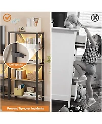 gaomon 4 Tier Industrial Bookshelf with Led Lights, Metal Display Book Case, Open Book Shelf Organizer