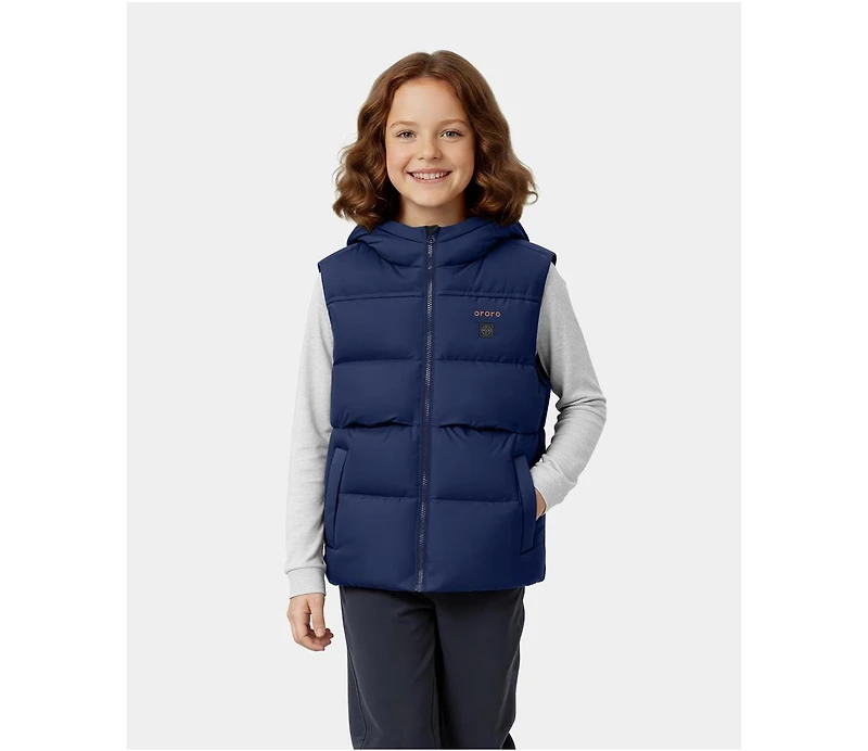 ororo Kids' S To Xl 4-Zone Hooded Heated Down Vest