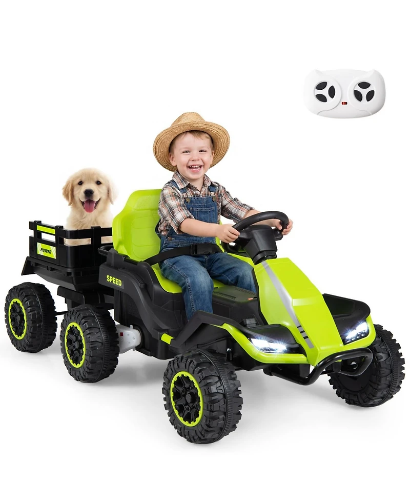 Slickblue Kid's Tractor Ride-On 24V with Detachable Trailer and Music System