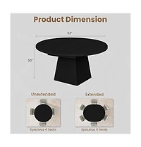 gaomon 47"-63" Extendable Round Dining Table,modern dining table with square base. Table only, chairs not included.