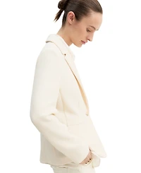 Emme Marella Women's Stretch Basketweave Notch Lapel Collar Fitted Jacket