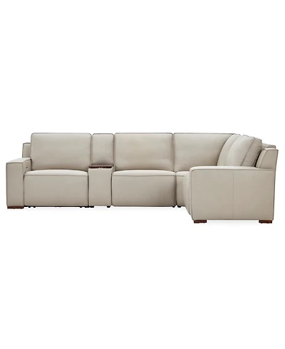 Aspen 2PM 5-Piece Leather Sectional Sofa Set (Laf Recliner, Raf Armless Chair, Console, Corner), Macy's Exclusive