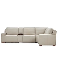 Aspen 2PM 5-Piece Leather Sectional Sofa Set (Laf Recliner, Raf Armless Chair, Console, Corner), Macy's Exclusive