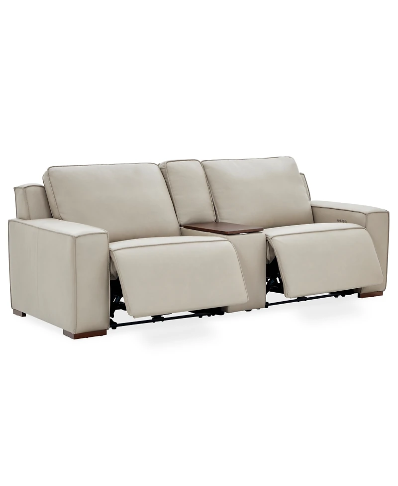 Aspen 3 Pm 3-Piece Leather Sofa Set (Laf Recliner, Raf Console), Macy's Exclusive