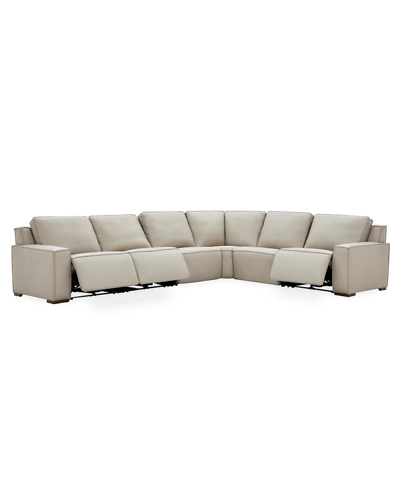Aspen 3 Pm 6-Piece Leather L Sectional Sofa Set (Laf Recliner, Raf Armless 2 Chair, Corner), Macy's Exclusive