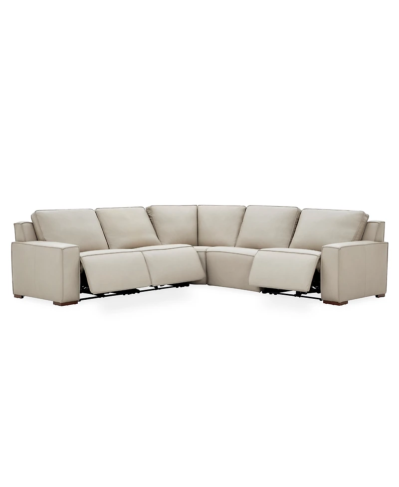 Aspen 3PM 5-Piece Leather Sectional Sofa Set (Laf Recliner, Raf 2 Armless Corner), Macy's Exclusive
