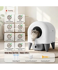 Cumrige Smart Automatic Cat Litter Box with App Control, 95L Interior, 15L Sealed Waste Drawer and Quiet Night Mode