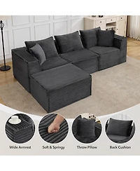 gaomon Cloud Sectional Couch with Chaise, Modular L-Shaped Sofa, Deep Seat Comfy Corduroy Memory Foam Couch,Upholstered Couches for Apartments