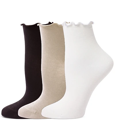 Hue Women's Ruffle Edge Ankle Sock, 3 Pack