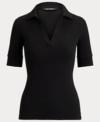 Lauren Ralph Women's Jersey Short-Sleeve Collared Top