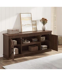 gaomon Farmhouse Tv Stand for TVs, Fluted Entertainment Center with Doors & Open Shelf