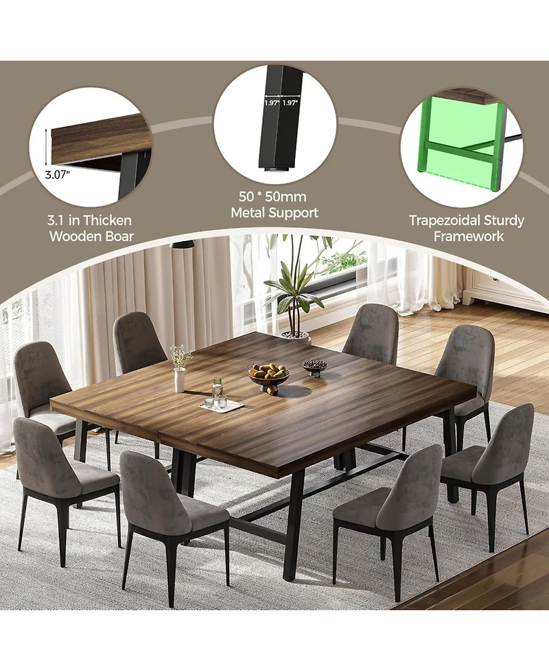 gaomon 70 Inch Farmhouse Dining Table for 6 to 8, Large Rectangular Dinner Room, Home Office, Living Room