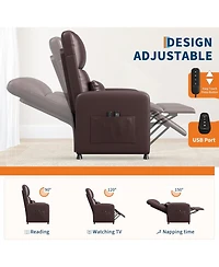 gaomon Power Recliner Chair, Electric Recliner Ergonomic Overstuffed Pu Leather Single Sofa, Tall Back, Padded Seat, 2 Side Pockets and Usb Port
