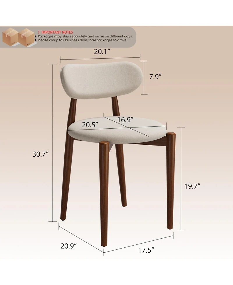 gaomon Wooden Dining Chairs Set of 6 - Modern Fabric Upholstered Kitchen with Wood Legs, Farmhouse Side for Room Vanity