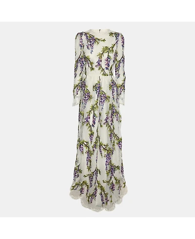 Pre-Owned Dolce & Gabbana Women's Pre-Owned Dolce and Gabbana Multicolor Floral Embroidered Mesh Wisteria Maxi Dress