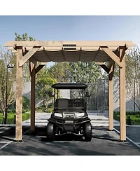gaomon 10x10 Feet Cedar Wood Pergola with Retractable Oxford Fabric Roof
