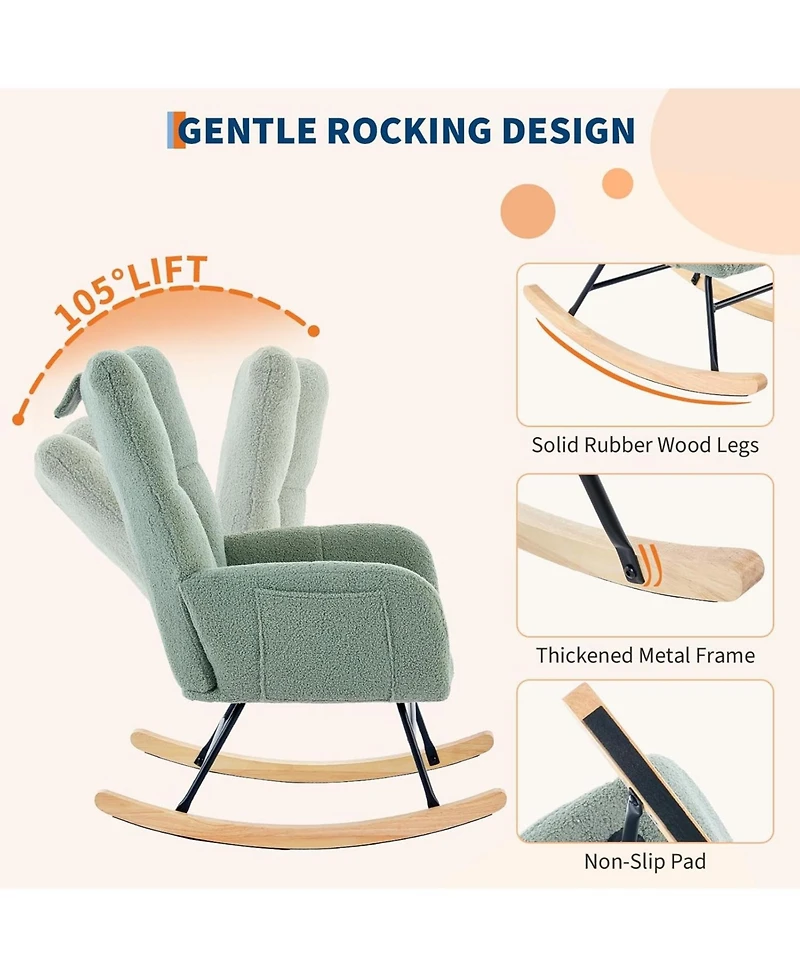 gaomon Nursery Rocking Chair with High Back and Cushion, Compact Glider for Bedroom