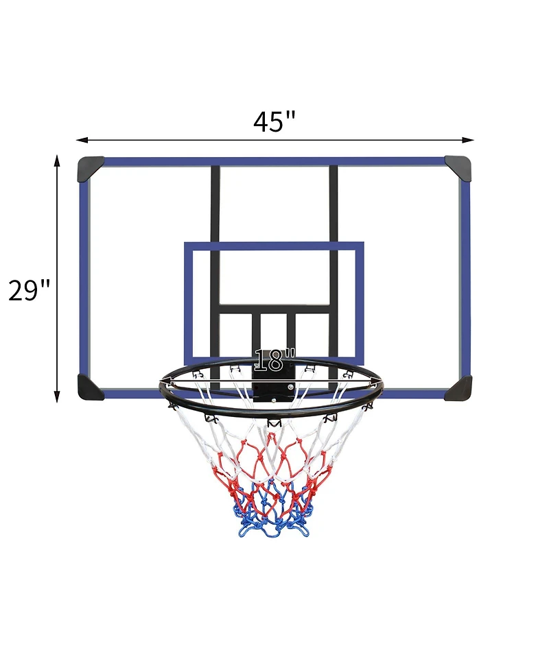 Zeny Wall-mounted basketball hoop, shatterproof back, folding hoop, durable hoop and all-weather mesh for indoor and outdoor use