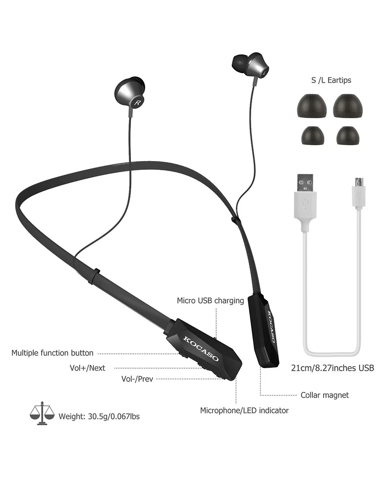 Zeny Wireless Neckband Headphones V4.2 Sweat-proof Sport Headsets Earbuds In-Ear Magnetic Neckbands Stereo Earphone