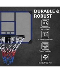 Zeny Wall-mounted basketball hoop, shatterproof back, folding hoop, durable hoop and all-weather mesh for indoor and outdoor use
