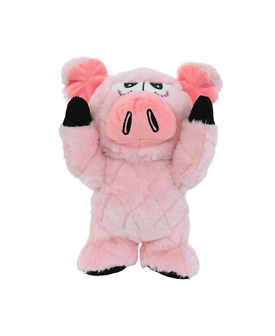 Mighty Angry Animals Pig, Durable Plush Squeaky Dog Toy