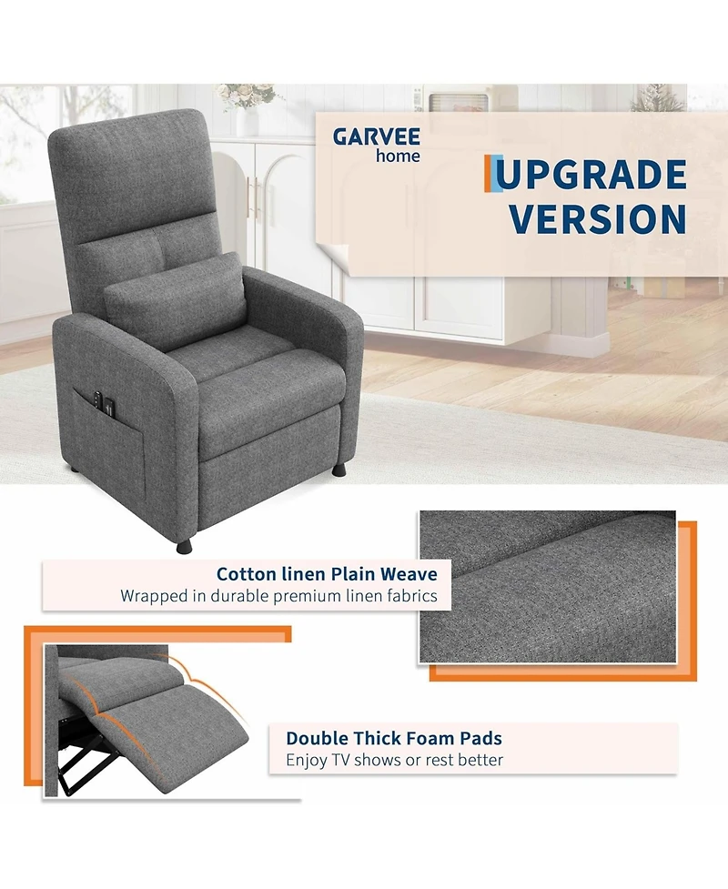 gaomon Power Recliner Chair with Massage and Heat, Overstuffed Tall Back Electric Recliner with Padded Seat, Usb Port, and Dual Side Pockets
