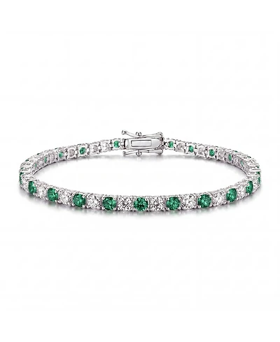 Genevive Sterling Silver with Colored Cubic Zirconia Tennis Bracelet For Women