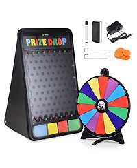 WinSpin 41x25" Prize Drop Board with Led Light and 20" Prize Wheel Fortune Game