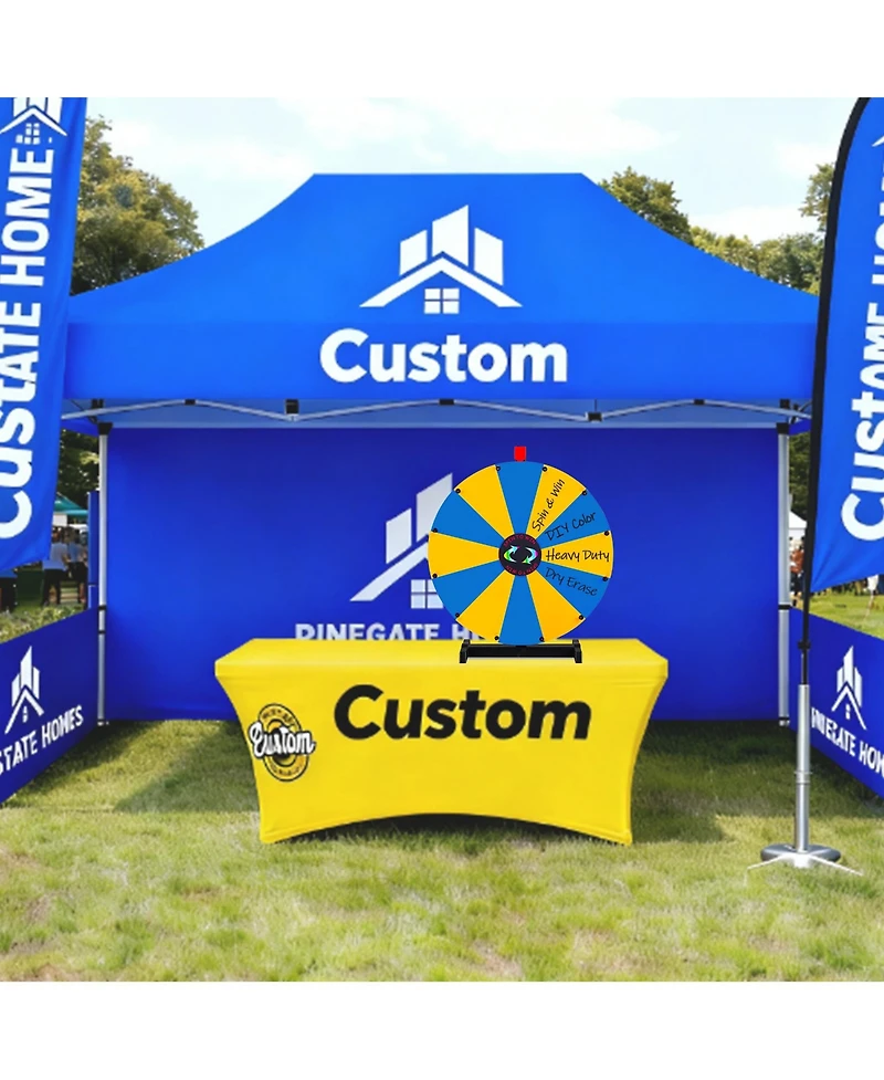 WinSpin 24" Pop Up Display Tabletop Prize Wheel and Trade Show Display Spinning Wheel 12 Slots for Outdoor Booths Exhibition Events