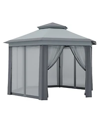 gaomon Hexagonal Pop-Up Gazebo with Mesh Walls, Adjustable Height and Carry Bag for Backyard, Garden and Patio