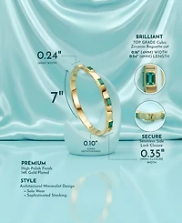 Rachel Glauber 14K Gold Plated Green Cubic Zirconia Bangle Bracelet