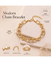 Rachel Glauber 14k Gold Plated with Cubic Zirconia Tubular Cable Link Love Knot Bracelet