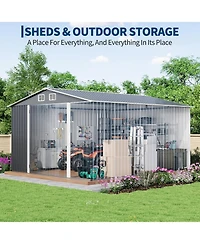 gaomon 10 x 12 feet Outdoor Storage Shed, Heavy-Duty Waterproof Tool Shed Storage with Lockable Door, Vents and Updated Frame Structure for Backyard