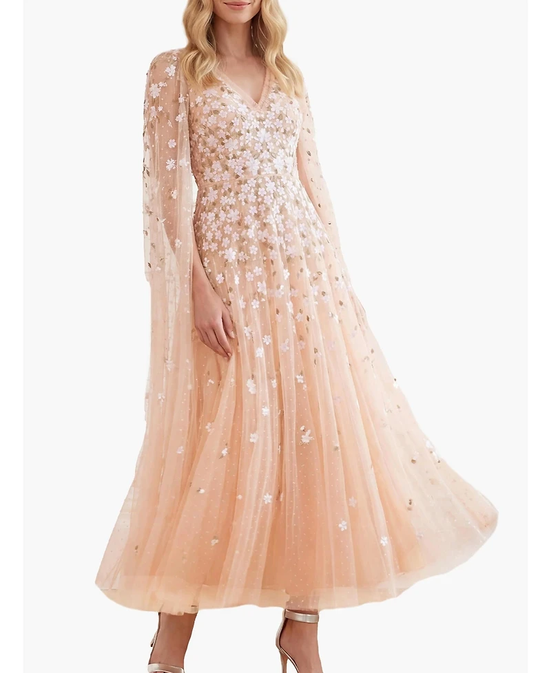 Needle & Thread Women's Camellia Ditsy Cape Sleeve Ankle Gown