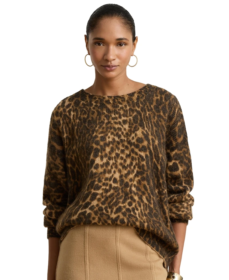 Lauren Ralph Women's Ocelot-Print Crewneck Sweater