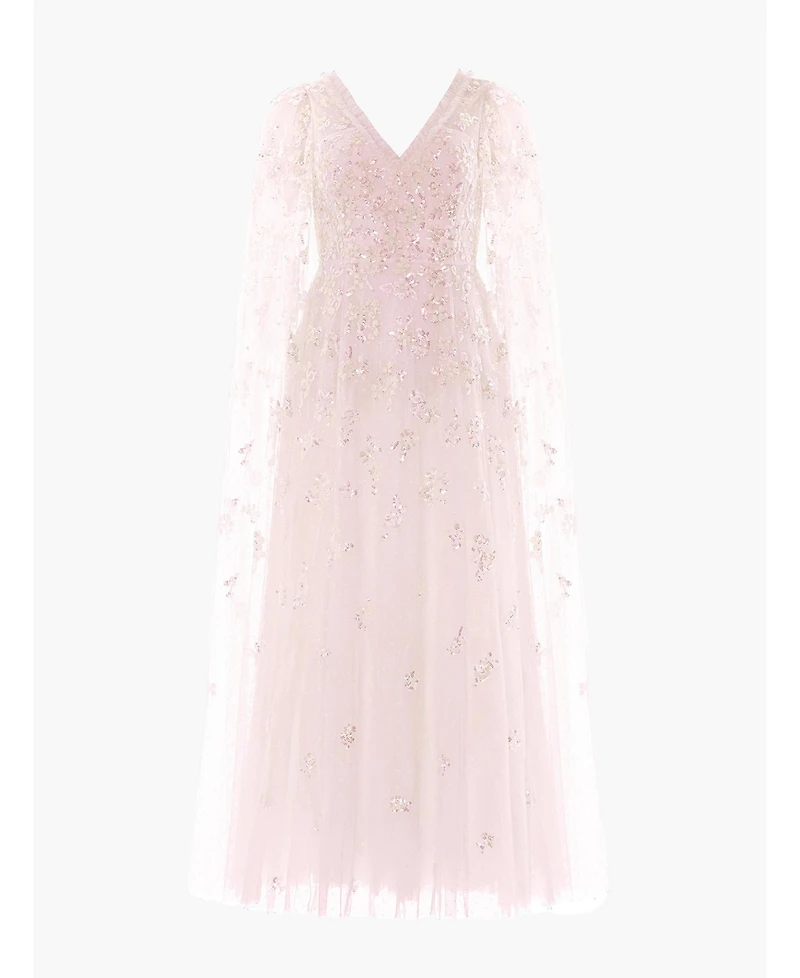 Needle & Thread Women's Freesia Shimmer Cape Sleeve Ankle Gown