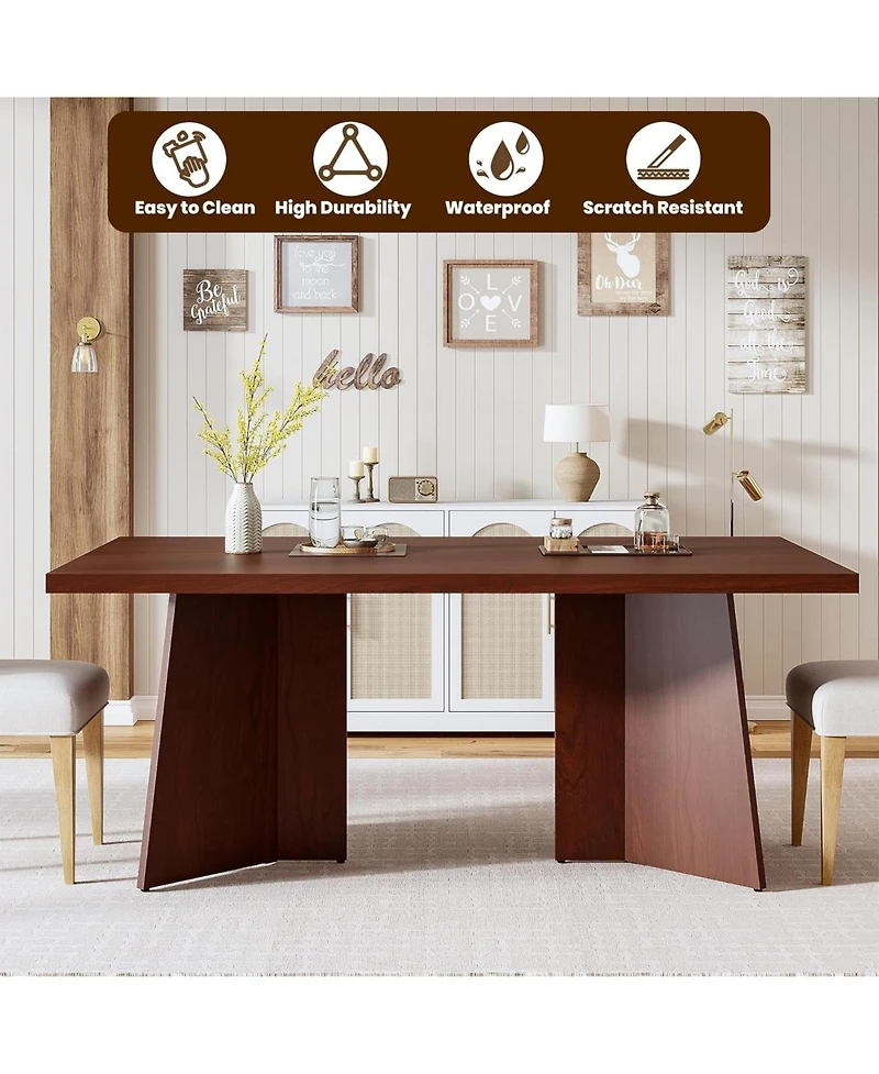 gaomon Dining Table for 6-8, Modern Long Kitchen Table with Large Top & Heavy-Duty Pedestal Legs