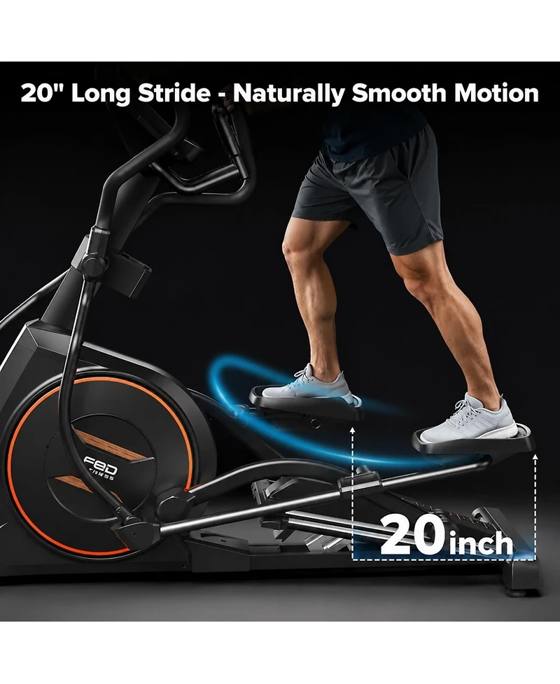 Fed Fitness EM3 Ultra Commercial Grade Front Drive Elliptical Machine 12 Degree Incline 32 Resistance Levels Heavy Duty for Home and Gym