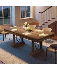 gaomon 8-Ft Dining Table for 6-8 with 2 Drawers, Rectangular Kitchen Table with Double Pedestal