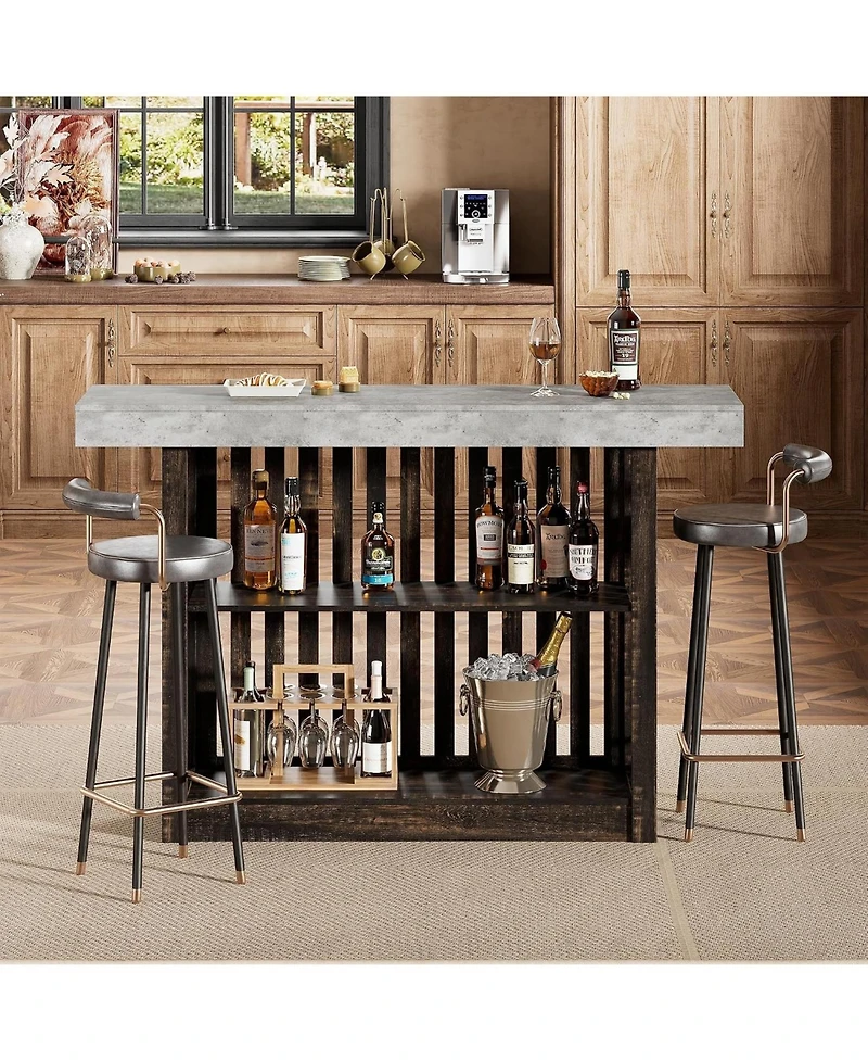 gaomon 63" Bar Table for 4-6 People, Counter Height Pub Table with 2-Tier Storage Shelves for Dining Room & Kitchen