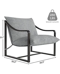 gaomon Modern Accent Chairs Set of 2, Large Sling Armchairs with Metal Frame